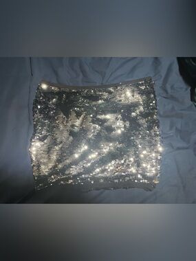 Love Culture Silver Sequin Mini Skirt